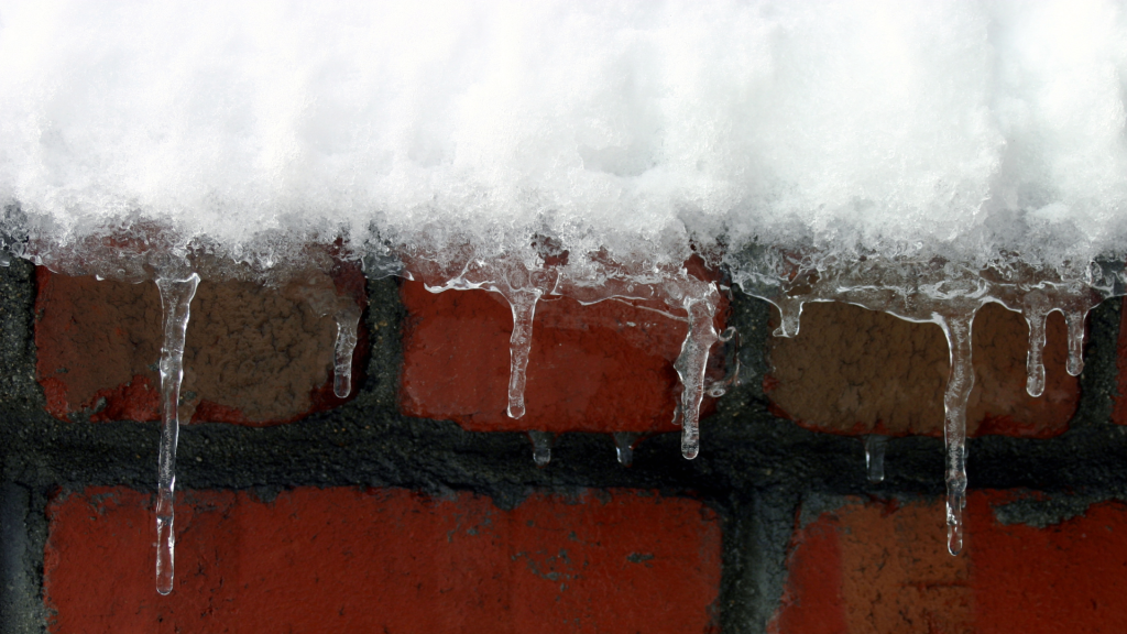 snow on wall