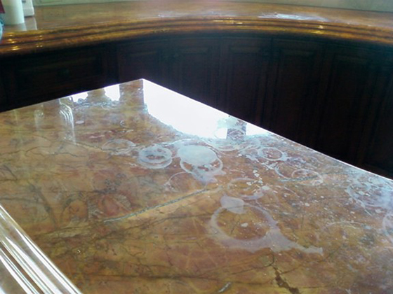 Marble countertop before restoration